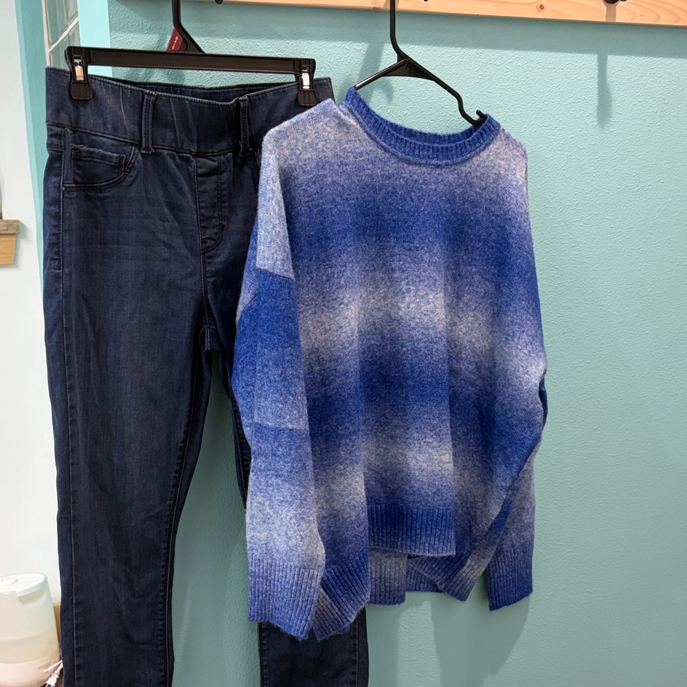 Old Navy Blue Gradient Sweater and Jeans